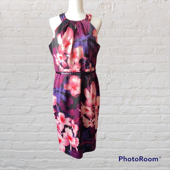 dressbarn Dresses & Skirts - Dress Barn Pink Purple Black Floral Sleeveless Dress NWT